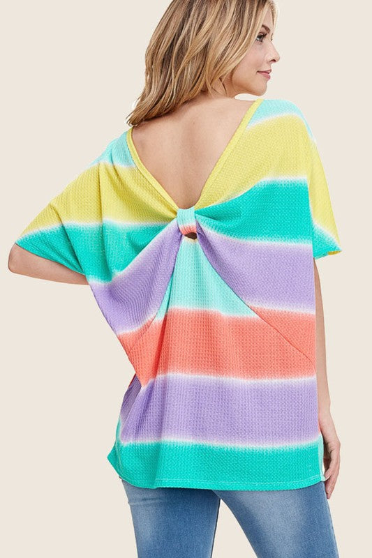Colorful bow tie back tunic