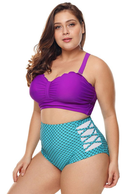 Lace belly tankini