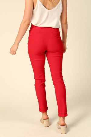 red high waisted pants