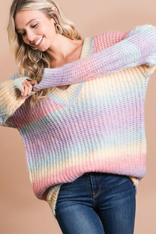 Cotton candy V-neck sweater